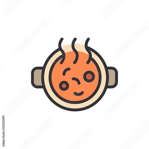 Charming Cartoon Soup Bowl Icon With Whimsical Smiling Face