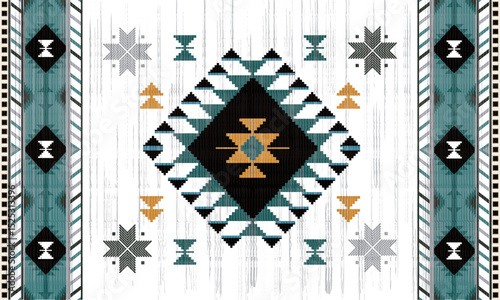 Navajo tribal black vector seamless pattern. Native American ornament. Ethnic South Western decor style. Boho geometric ornament. seamless pattern. blanket, rug. Woven carpet illustration