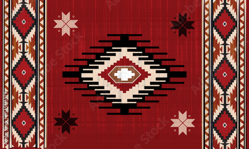 Navajo tribal black vector seamless pattern. Native American ornament. Ethnic South Western decor style. Boho geometric ornament. seamless pattern. blanket, rug. Woven carpet illustration