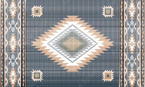 Navajo tribal black vector seamless pattern. Native American ornament. Ethnic South Western decor style. Boho geometric ornament. seamless pattern. blanket, rug. Woven carpet illustration