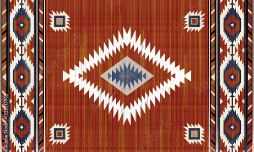 Navajo tribal black vector seamless pattern. Native American ornament. Ethnic South Western decor style. Boho geometric ornament. seamless pattern. blanket, rug. Woven carpet illustration