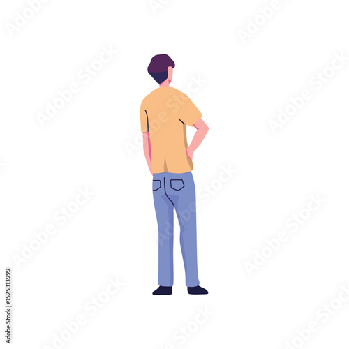 Man standing back view casual clothes illustration