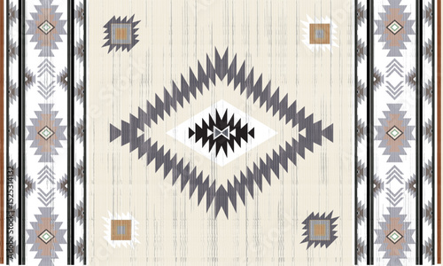 Navajo tribal black vector seamless pattern. Native American ornament. Ethnic South Western decor style. Boho geometric ornament. seamless pattern. blanket, rug. Woven carpet illustration
