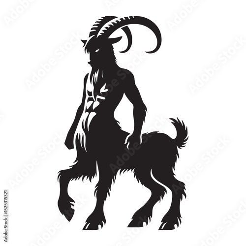 Dark Satyr form graphic — faun silhouette — satyr silhouette — faun vector — satyr vector — silhouette of faun — silhouette of satyr — solid nature figure — Roman legend vector — basic fantasy design
