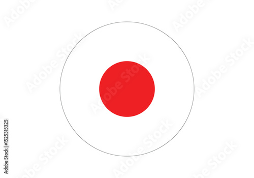 Round Japan Flag Icon – Japan Flag Circular Vector Badge with Standard Colors and National Symbol. Circle Flag Icon of Japan, Button Badge Icon.
