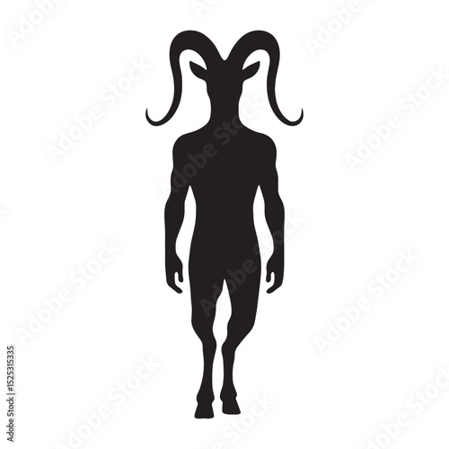 Clean Faun depiction study — faun silhouette — satyr silhouette — faun vector — satyr vector — silhouette of faun — silhouette of satyr — Faun illustration — black mythical spirit — strong ancient fig