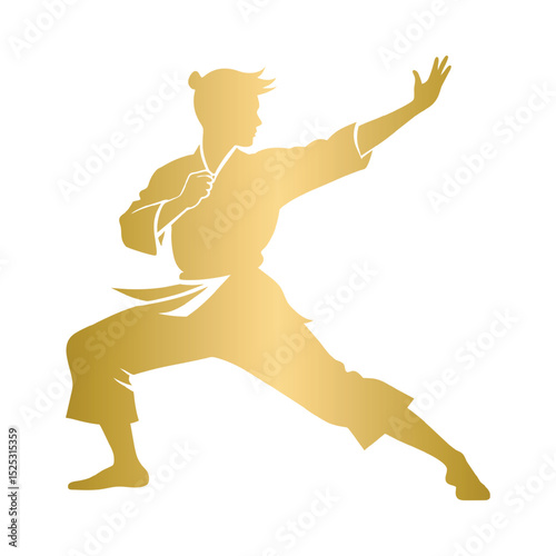 Golden karate master silhouette illustration for martial arts and training designs