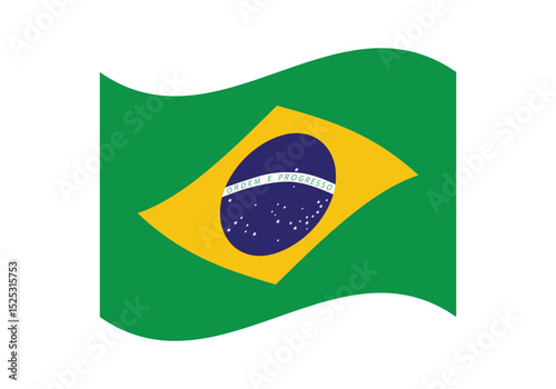 Waving Brazil Flag – National Flag of Brazil in Vector Illustration Style. Flag icon of Brazil.