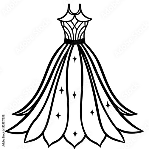 Midnight Bloom Gown Vector Art