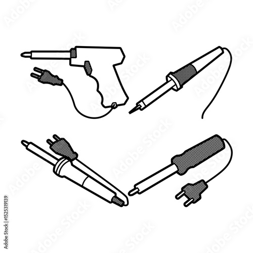 four simple black and white line art