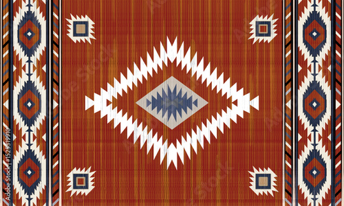 Navajo tribal black vector seamless pattern. Native American ornament. Ethnic South Western decor style. Boho geometric ornament. seamless pattern. blanket, rug. Woven carpet illustration
