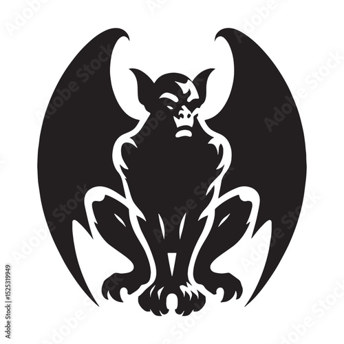 Fantasy Gargoyle profile vector — gargoyle silhouette — gargoyle vector — silhouette of gargoyle — Gargoyle illustration — black mythical being — simple legendary creature — stone guardian visual
