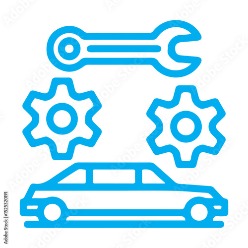 Car and auto service icons with vehicles and transport symbols