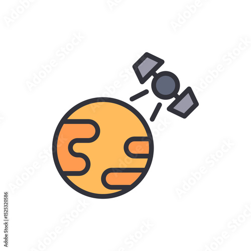 Illustration Of An Exoplanet With A Satellite Orbiting Around It