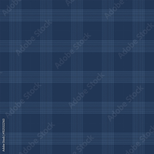 Plaid with twill weave repeat pattern in navy blue.Gingham seamless pattern with stripes.Checkered tartan geometric graphic vector illustration background for fabric and prints.