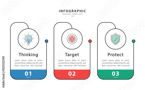 Vector infographic template design. 3 Step timeline journey. Process diagram, 3 options on white background, social media post, Infograph elements vector illustration.