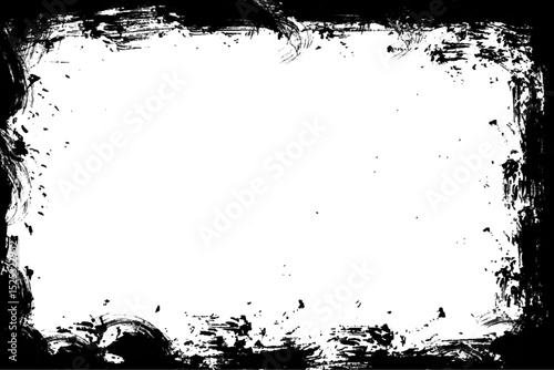 Grunge border texture background. Grunge style frames are black on a white background.	