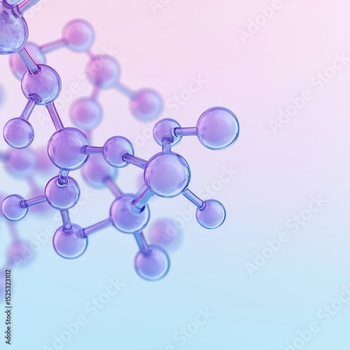 A [alternative] [alternative] of a transparent molecular structure with purple and blue hues on a gradient background.
