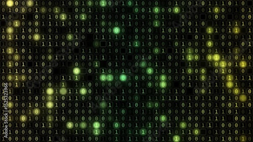 Abstract binary background animation with glowing 0 and 1 digits. Ideal for tech, AI, cybersecurity, and digital data concepts, seamless loopable element