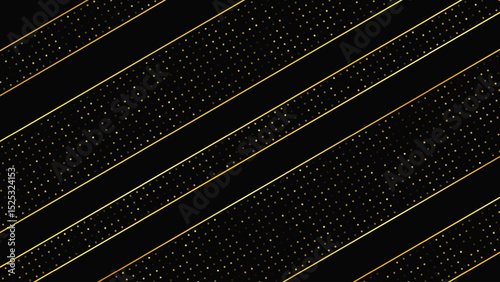Dark background with golden lines and glittering dots