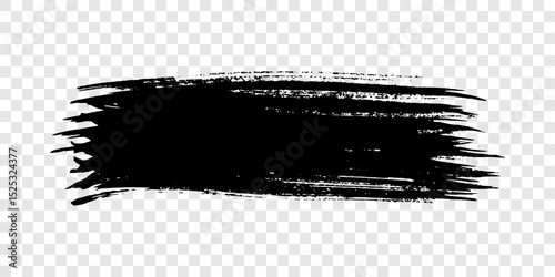 Black brush stroke on transparent background