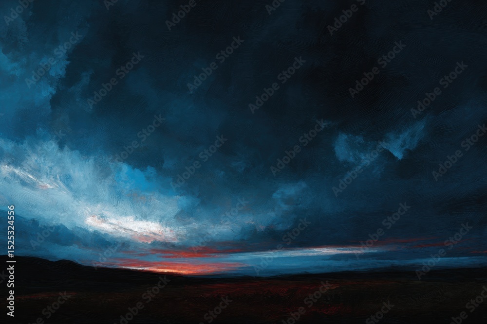 Fototapeta premium Dramatic Dark Sky Landscape with Intense Cloud Formations