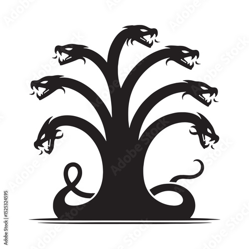 Vicious Hydra outline art — hydra silhouette — hydra vector — silhouette of hydra — Greek monster symbol — fantasy creature vector — destructive entity image
