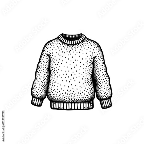 Sketch of cozy sweater on plain background with copy space