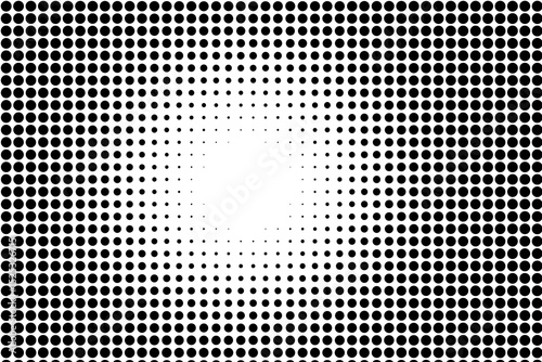 Monochrome Halftone Dots Radial Burst Pattern