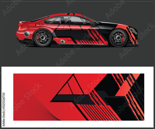 Red and Black Race Car Wrap Design Template