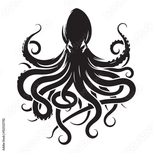 Mythical Kraken profile study — kraken silhouette — kraken vector — silhouette of kraken — deep ocean cryptid — legendary sea monster art — dark fantasy beast
