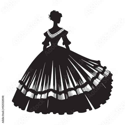 Vintage Victorian Crinoline Dress illustration — victorian crinoline dress silhouette — victorian crinoline dress vector — victorian crinoline dress illustration — ladies crinoline dress silhouette