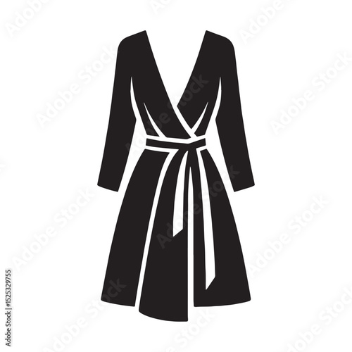 Even-cut wrap dress shape in still vector form – wrap dress silhouette – wrap dress vector – wrap dress illustration – ladies dress silhouette – silhouette of wrap dress

