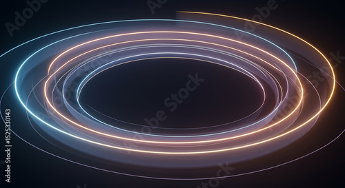 Abstract Glowing Rings on Dark Background Modern Futuristic and Technological Design