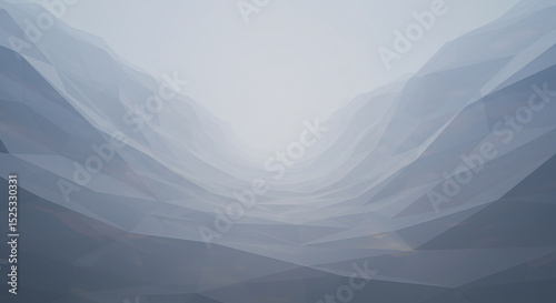 Abstract Low Poly Landscape with Geometric Shapes and Muted Blue Tones