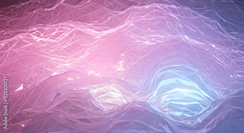 Abstract Low Poly Landscape with Pink and Blue Gradient Lighting
