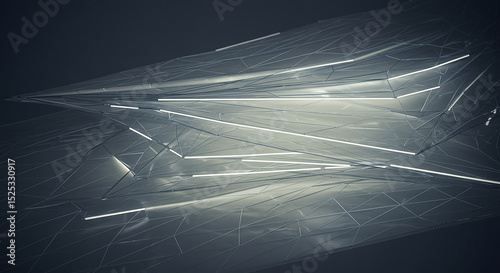 Abstract Low Poly Structure with Linear Lights and Dark Background