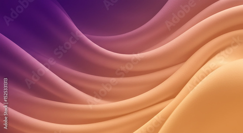 Abstract Wavy Fabric with Gradient Colors of Purple Peach and Orange