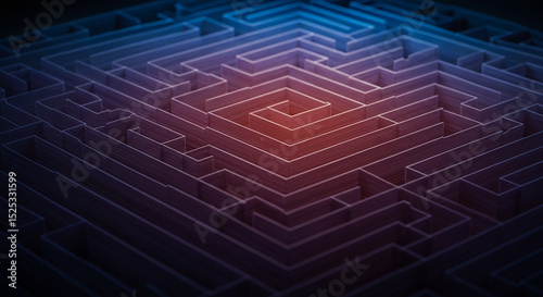 Abstract Maze with Central Illumination and Blue to Red Gradient