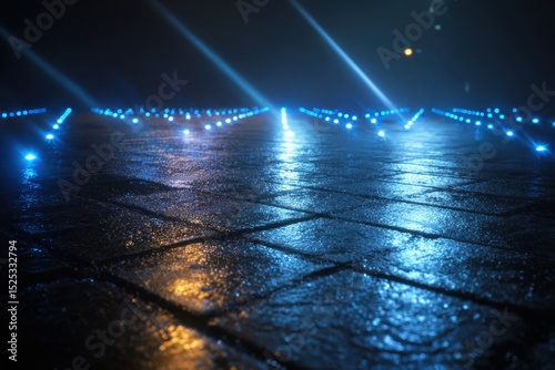 Illuminated stone surface with multiple light beams
