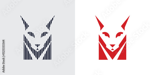 cat head and letter M logo