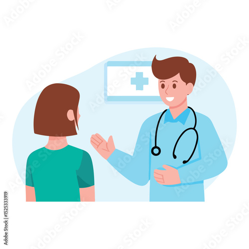 A friendly doctor is consulting with a patient in his office