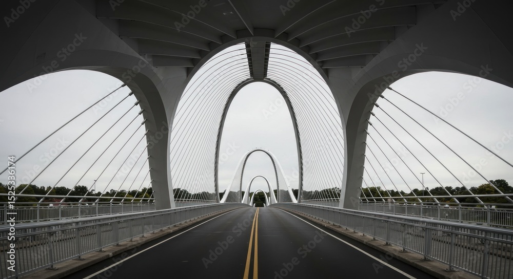 Fototapeta premium Ornate white arches soaring above bridge