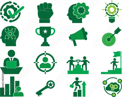 Success icon set Successful business development, Achievement, handshake, victory You can easily change the color	

