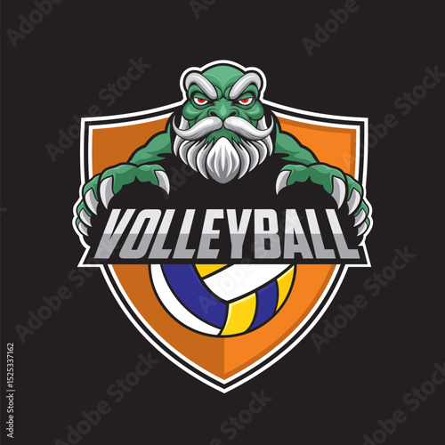 volleyball club logo goblin vector illustration design