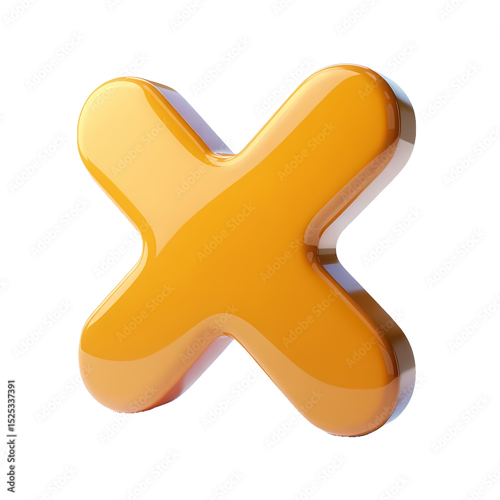 Obraz premium Geometric Symbol: A vibrant, glossy 'X' symbol stands out, offering a sleek, modern aesthetic and versatility for design applications, evoking concepts of cancellation and choice.