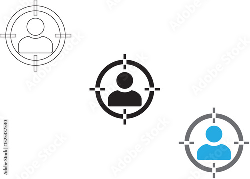Object focus icon. Linear and silhouette style.