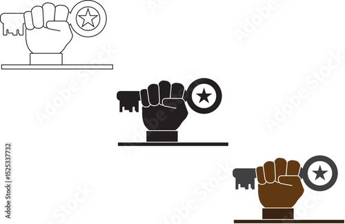 Hand holding key icon, Key in hand, key from home line and flat icon set, editable stroke isolated on white, linear vector line illustration, symbol logo design style