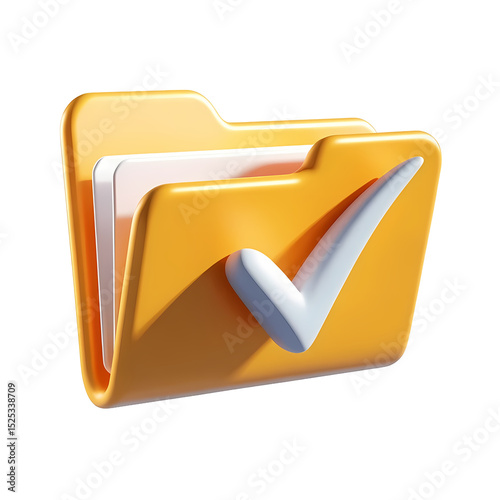 Completed Task: Yellow Folder with Check Mark Icon