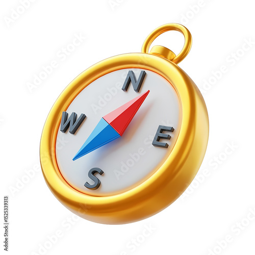 Compass: Navigating direction with a compass. A detailed close-up of a navigational compass on a light background, ideal for illustrating travel, exploration and direction.